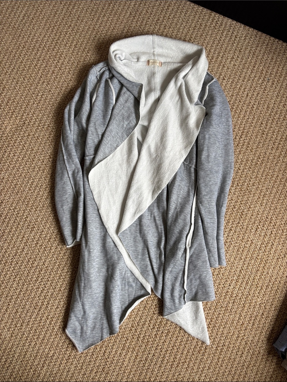 Altar'd State Gray Cardigan with Cream Shawl Collar